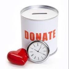Donation tin, heart and clock